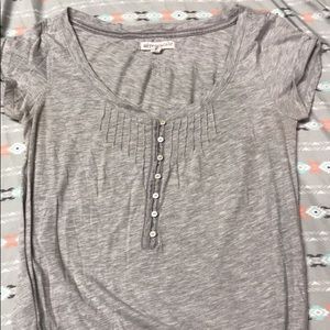 Gray blouse with draw string around bottom